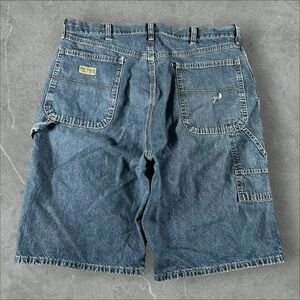 Wrangler‎ Jorts Mens 36 Blue Carpenter Baggy Y2K Wide Leg Grunge Skater Workwear